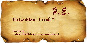 Haidekker Ernő névjegykártya
